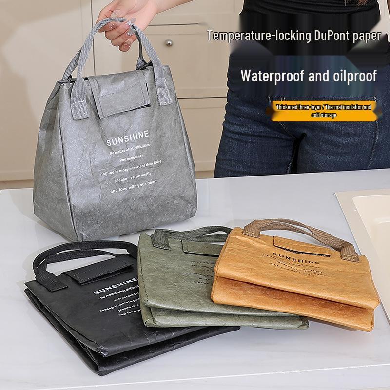 Tyvek Kraft Paper Insulated Lunch Bag - Waterproof, Aluminum Foil Bento Picnic Bag