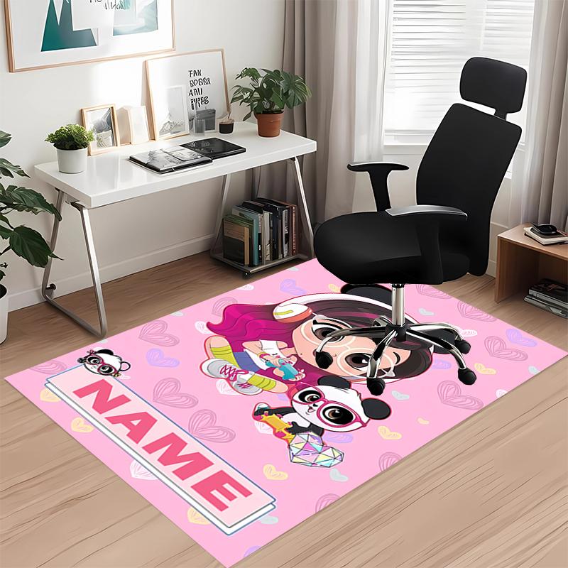 Custom Name Luluca Panda Printed Carpet, for Office Chair Living Room Bedroom Kitchen Room Decor Gifts.