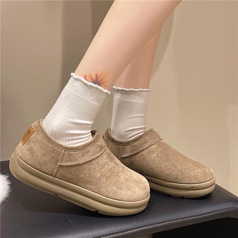 Women's thick-soled one-step winter warm fur an inner lining long plush snow boots non-slip wear casual sports cotton boots
