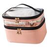 Double Layer Makeup Bag with Smooth Zippers Comfortable Handle Waterproof Sealed Travel Cosmetic