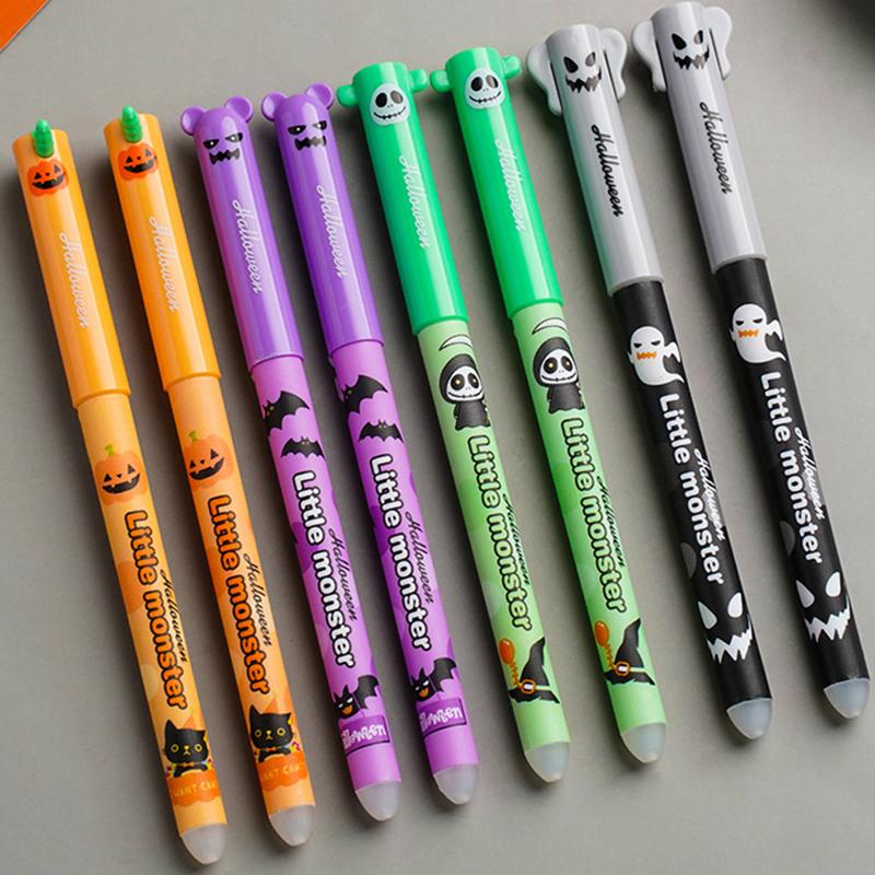 4 Pcs Cartoon Halloween Christmas Erasable Gel Pen Cute 0.5Mm Blue/Black Ink Signature Pens School Supplies Student Gifts