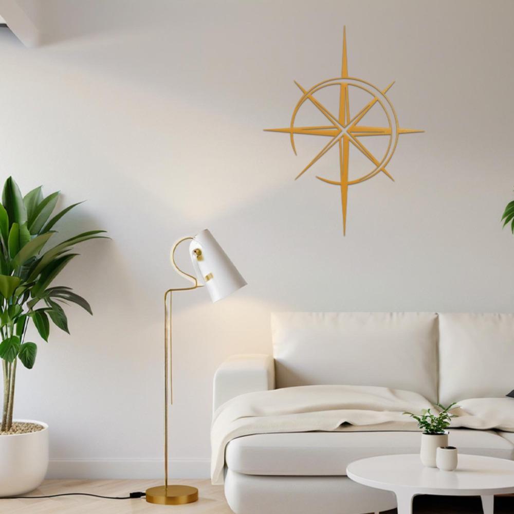 Wrought Iron Sunburst Wall Art 15.75 Inch Mid Century Modern Metal Star Sculpture Indoor Outdoor Hanging Minimalist Geometric Decor