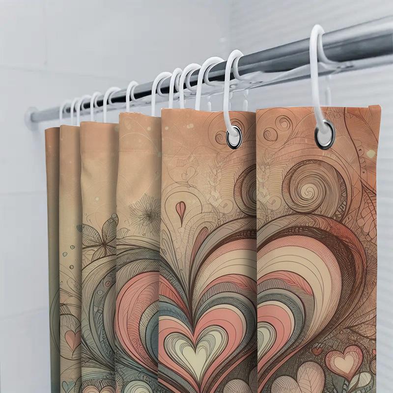 Whimsical Heart Art Shower Curtain For Bathroom Decoration