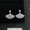"Ci Mu Er Er" Retro Chinese Style Fan Earrings - Artistic Zirconia Earrings for Women, Light Luxury.