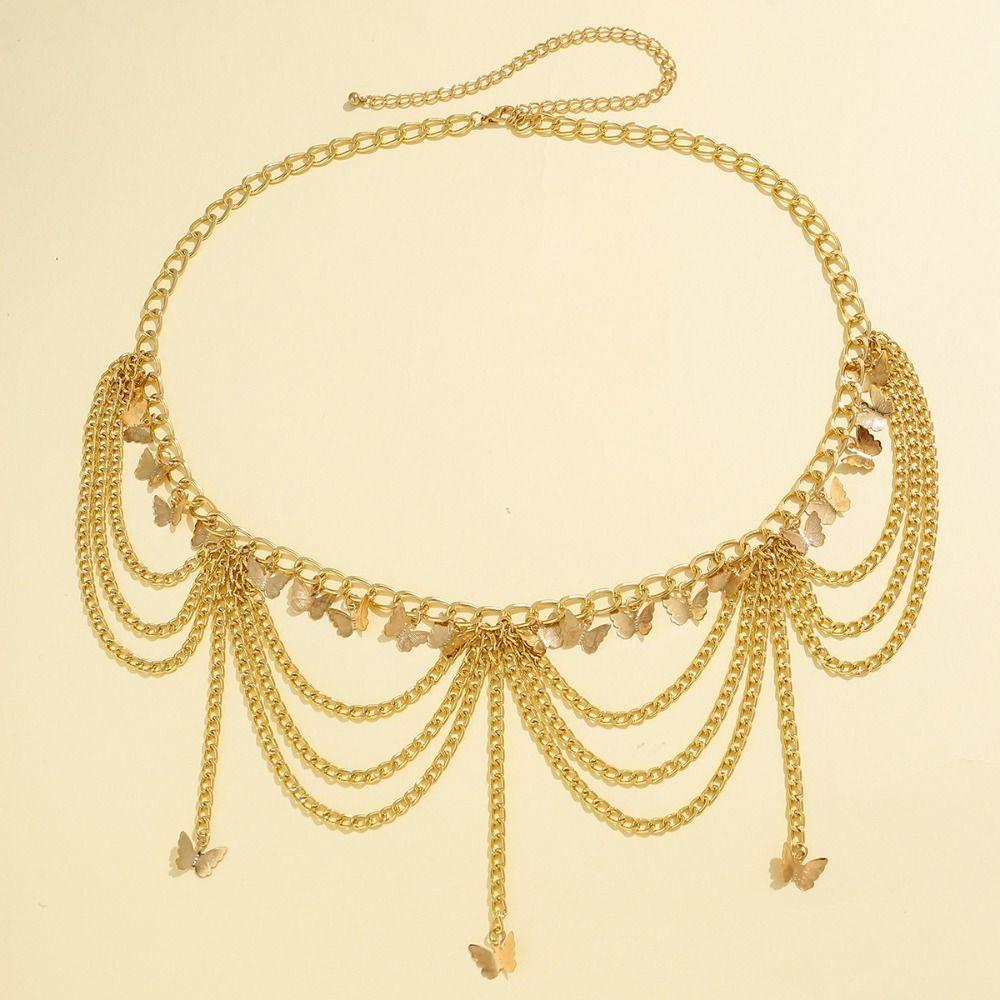 Silver Pearl Tassel Waist Chain Body Jewelry Metal Body Chain Summer   Girls