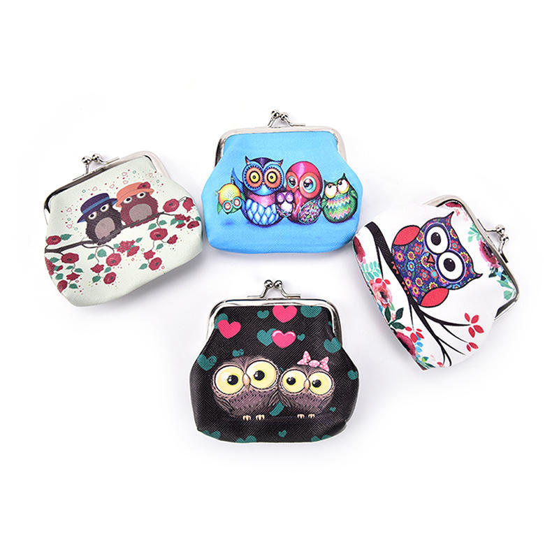 Women Coin Purse Owl Printing Ladies Coin Purse Pocket Coin Pouch Key Credit