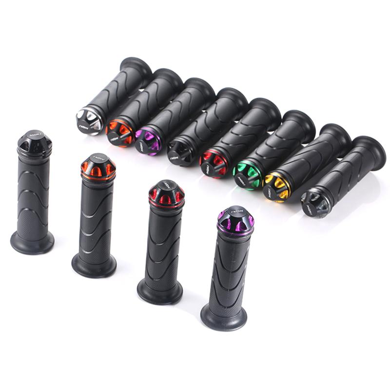 Motorcycle CNC Alloy Handlebar End Caps Universal Rubber Handlebar Trim Anti-Vibration Plugs Various Colors