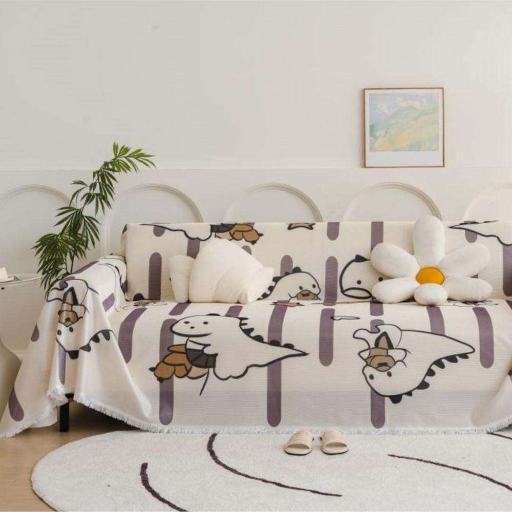 

Чехол для дивана с изображением панды и динозавра из ледяного шелка, коврик, плед, летнее прохладное одеяло для пикника и кемпинга 180x130