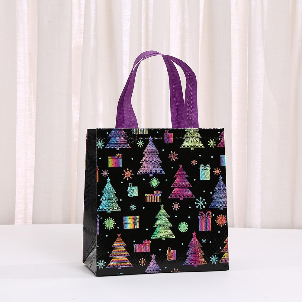 Bolsas StoBag temática navideña bolsas para envolver regalos bolsas para dulces bolsa tote de material no tejido negra colorida para empaquetar caramelos golosinas