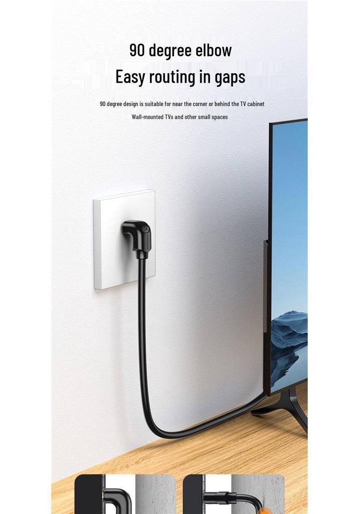 Shan Ze 4K HD HDMI 90° Elbow Cable for TV and Computer