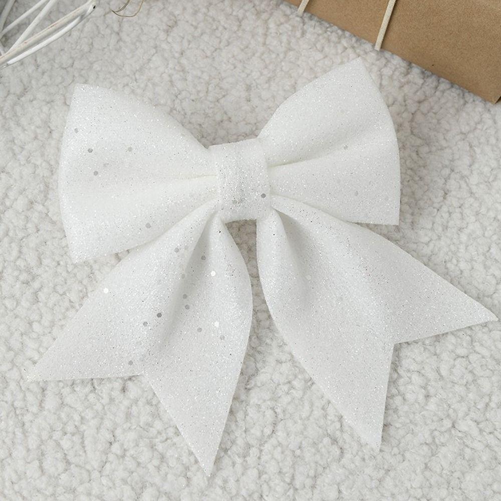 2pcs 20cm Sparkling Glitter Christmas Bow Cartoon DIY Christmas Tree Bowknot Ornaments Exquisite Large