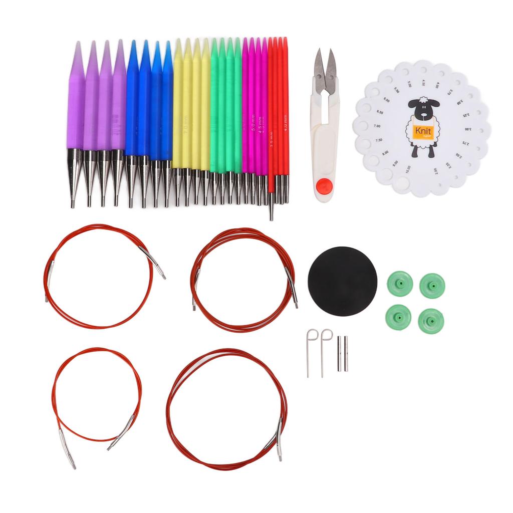 12 Pairs Knitting Kit 12 Different Sizes Comfortable Grip Glossy Polished Appearance Acrylic Material Crochet Supplies