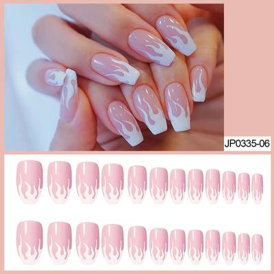 Fiamma Rosa Corto Balletto Indossando Unghia Finta Finitura Manicure Patch Cerotto per Unghie Impermeabile Rimovibile Pezzo per Unghie