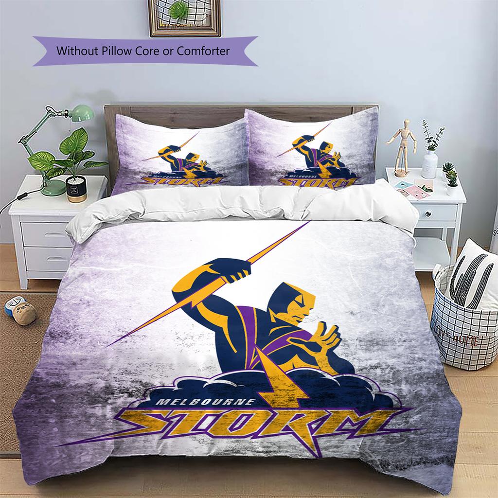 Biancheria da letto con motivo Melbourne Storm Decorazione per la casa Regalo di compleanno e festività (1 * copripiumino + 2 * federa, senza nucleo)