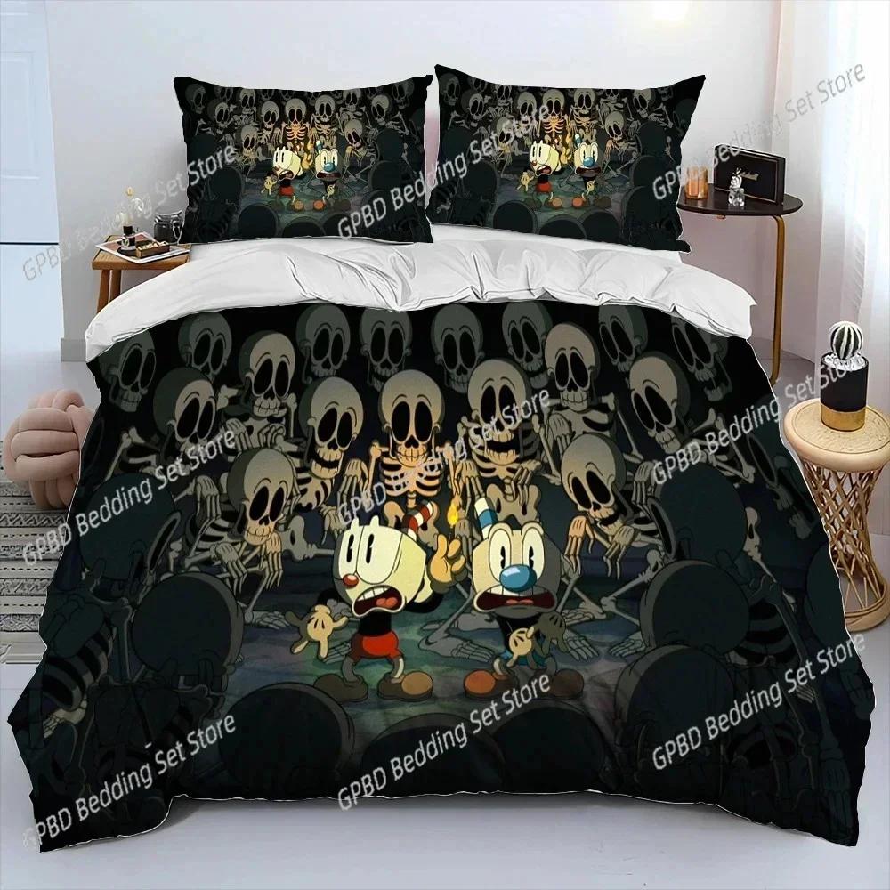 Cuphead And Mugman Game 3D NEW Duvet Cover Pillowcase Bedding Set Adult Boy Girl Bedroom Decoration Children Single Double Large