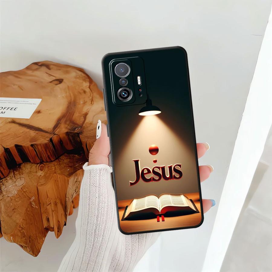 Case for Xiaomi Mi 11 12 13 Lite 12X 13 14 15 Pro 10T 11T 12T Pro Black Soft Phone Cover The Cross Jesus Pattern