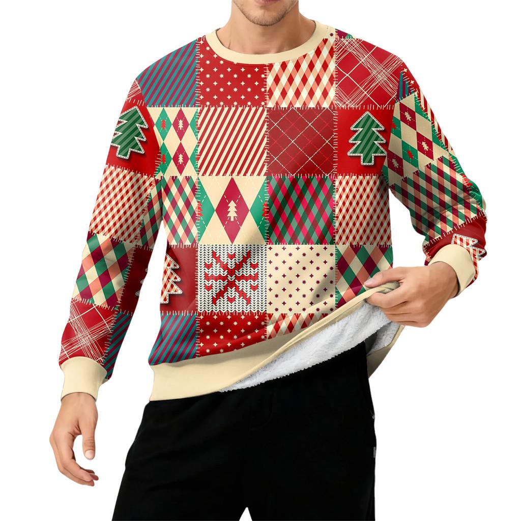 Men's Round Neck Fleece-Lined Thick Solid Color Sweatshirt