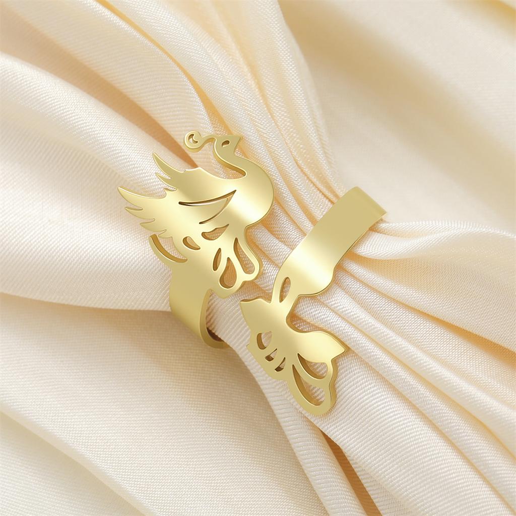 EUEAVAN Mythical Phoenix Ring Stainless Steel Exquisite Rebirth Phoenix Bird Adjustable Ring for Women Birthday Jewelry Gift