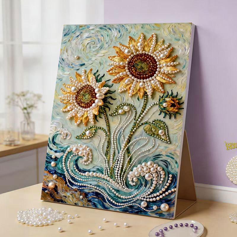 

DIY 3D Pearl Painting Kit, Castle Design With Fireworks, Plastic Pearl Art Craft For Adults And Beginners, Home Wall Decor C