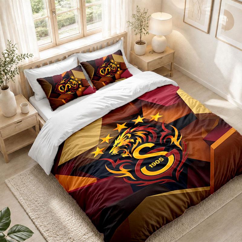 Bedding Set 1 Duvet Cover 2 Pillowcases Galatasaray FC Print Bedroom Home Decoration
