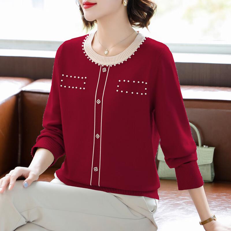 

Повседневный вязаный свитер с круглым вырезом для женщин среднего возраста 3XL