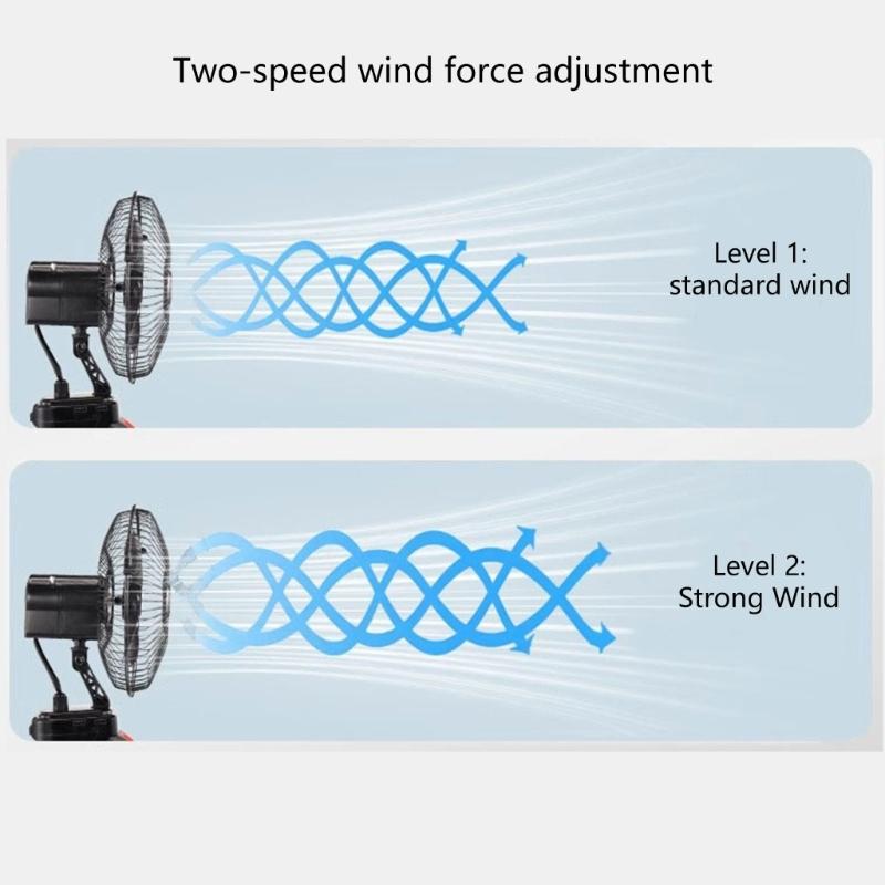 8 Inch Compacted Rechargeable Fan With 180 Degree Rotation And 2 Speed Settings For Outdoor Camping And Worksites