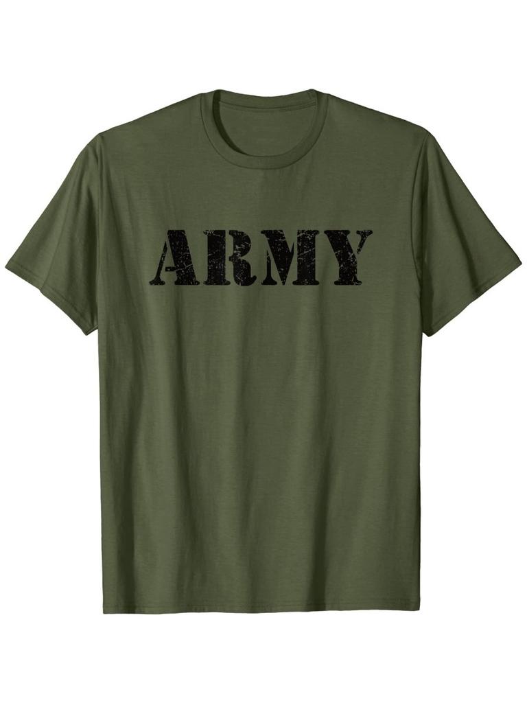 Vintage USA Army T-Shirt | Militärgrünes US-Retro-Logo-T-Shirt für Herren, kurzes Freizeit-Shirt aus 100 % Baumwolle