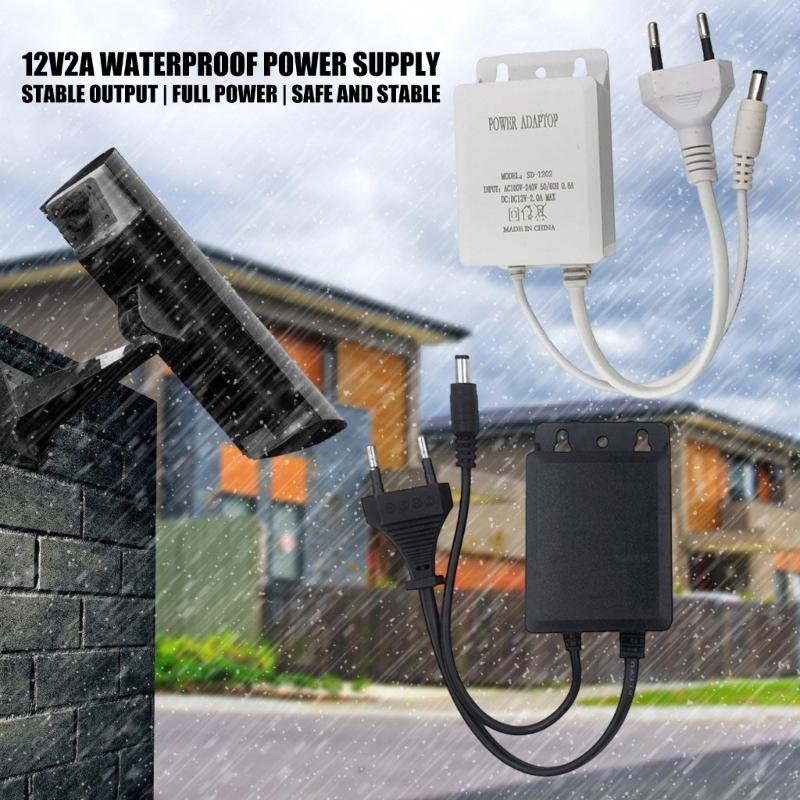 AC100 240V to DC12V 2A Power Adapter Universally Input andWaterproof Outdoor Design for Electronics