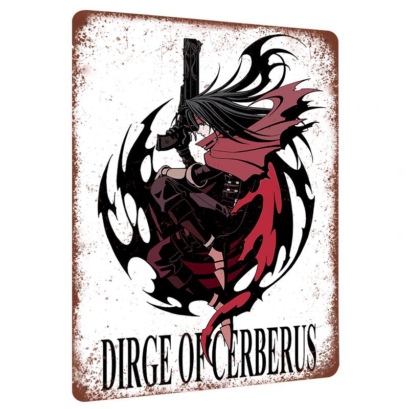 Final Fantasy VII Dirge of Cerberus Vincent Valentine Metal Tin Sign Living Room Study Room Wall Art Decor 20x30cm（7.8x11.8inch）