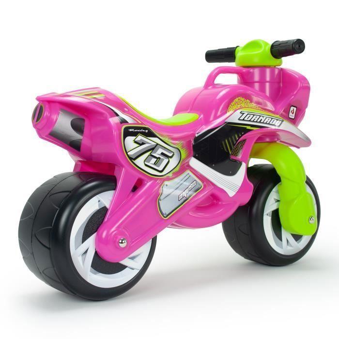 Trotteur Moto Tundra pour Fille - INJUSA - 2 Roues - Poignée Parents - Décoration IML Résistante - Rose