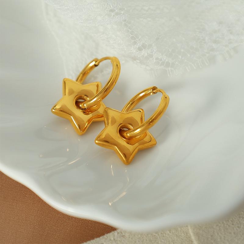 Korean simple lucky little star love necklace sweet versatile small fresh earrings age-reducing women's jewelry set