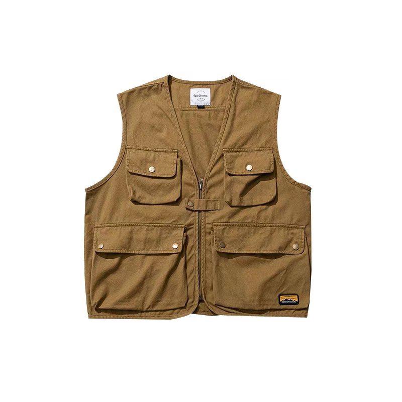 Men's Trendy Hong Kong Style Multi-Pocket Photographer Vest with Customizable Logo