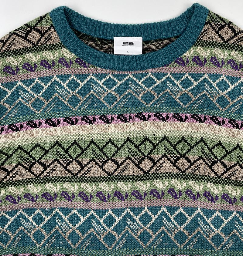 A MADE Vintage Mohair Jacquard Oversized Knit (M. Green)