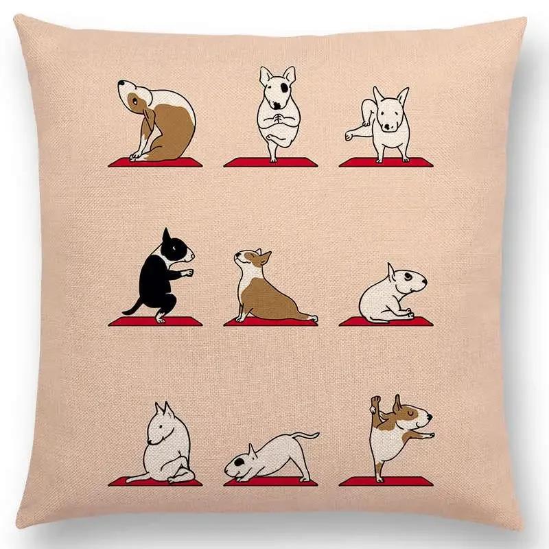 Mais Novos Animais Yoga Estampas de Desenho Animado Engraçadas Capa de Almofada Alpaca Coelho Dachshund Bull Terrier Hipopótamo Cães Panda Capa de Almofada para Sofá