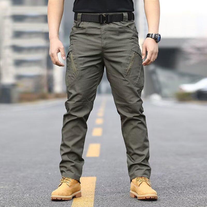 Summer Men's New Tactical Trousers Wear-resistant Ruffian Handsome Multi-bag Solid Color Combat Overalls