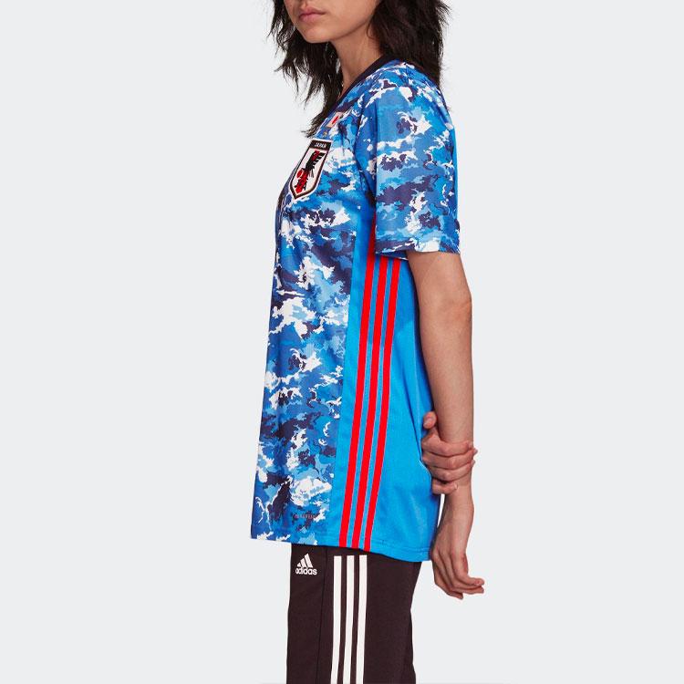 Adidas Camiseta de Manga Corta con Cuello en V Tie-Dye para Mujer Japón Hogar Tops Azul ED7364