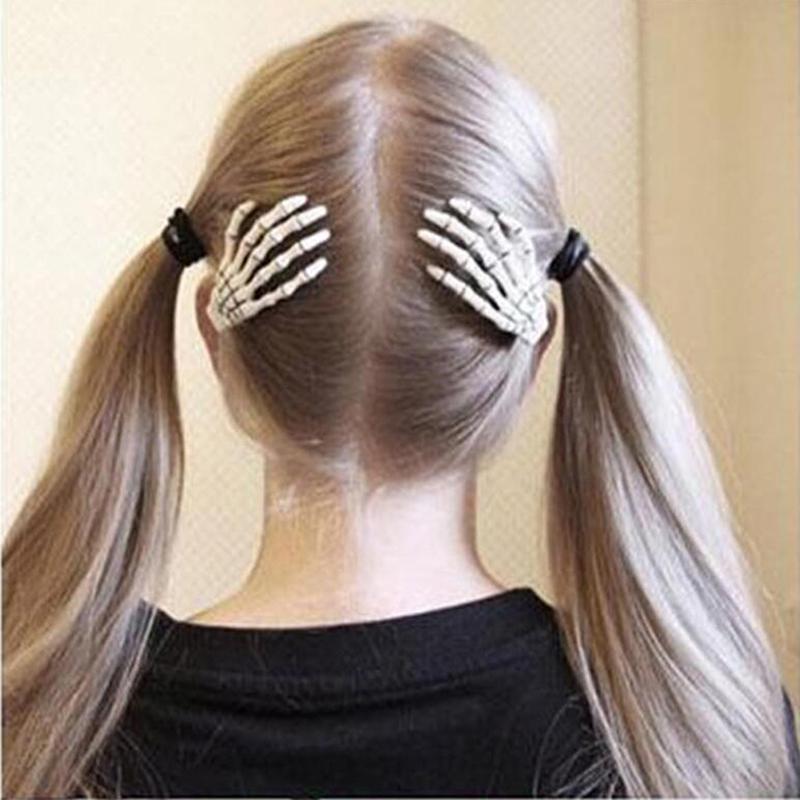 1Pc Punk Gothic Halloween Zombie Skull Skeleton Hand Bone Claw Hairpin Hair Clips