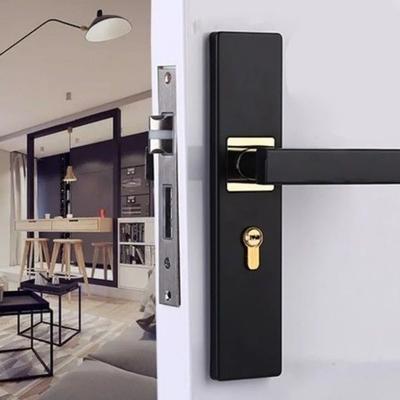 Tyst Dörrhandtag Lås Nycklar Set Fyrkantig Universal Sovrumsdörrlås Tre Gångjärn Enkel Installation Innerdörrhandtag Låssats