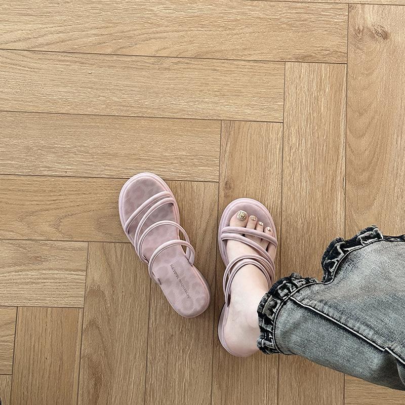 Thick-soled cool slippers women's fashion retro strap combination summer wear 2025 new high-end fashion Roman sandals