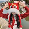Tassels New Year Pullover Cap Lace Up Winter Plush Warm Hat Lion Dance Beanies Hat  New Year Gift