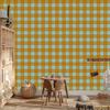 Yellow and blue checkered wallpaper, gold and turquoise, 50x1000