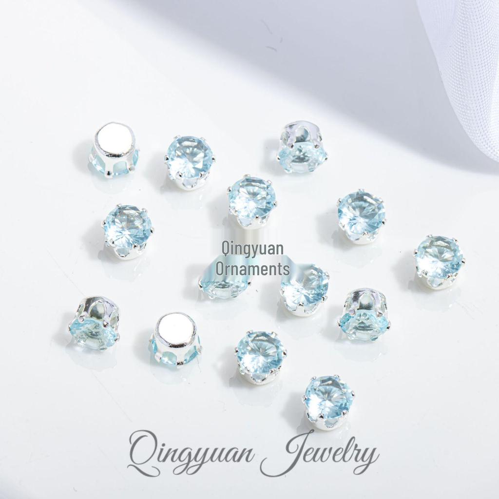 Round Claw Zircon Crystal DIY Jewelry Accessories for Bracelets, Necklaces, Wedding Dresses, and Dance Costumes