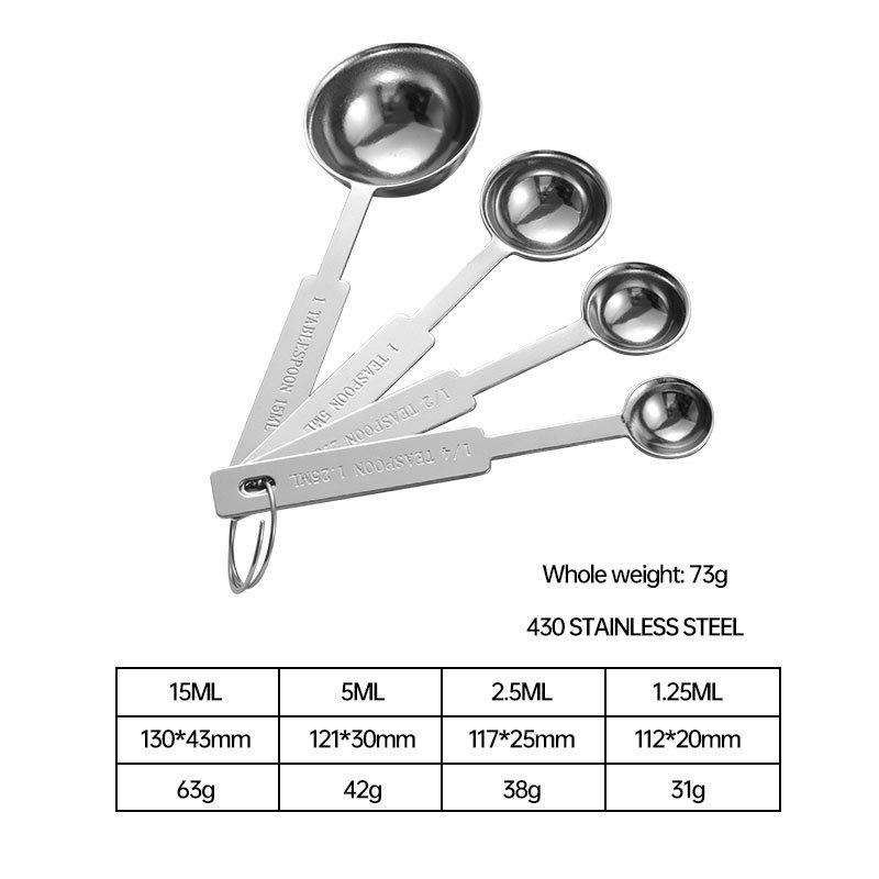 

Набір мірних ложок і чашок з нержавіючої сталі, 8 штук зі шкалою та дротяними ручками