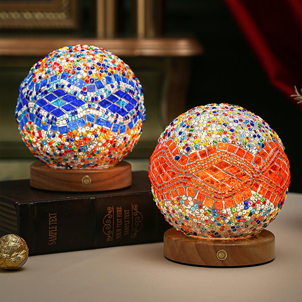 USB Charging Touch Tri Color Endless Dimming Baroque Nightlight Charging Table Lamp Decorative Glass Lamp