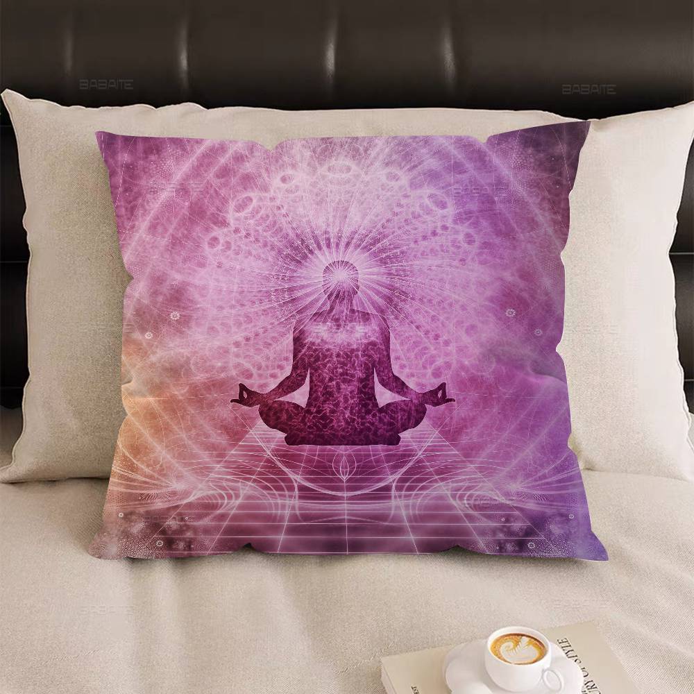 

Rainbow 7 Chakra Mandala Bohemia Yoga Pillow Gift Home Office Decoration Pillow Bedroom Sofa Car Cushion CoverPillow Case 12x12Inch