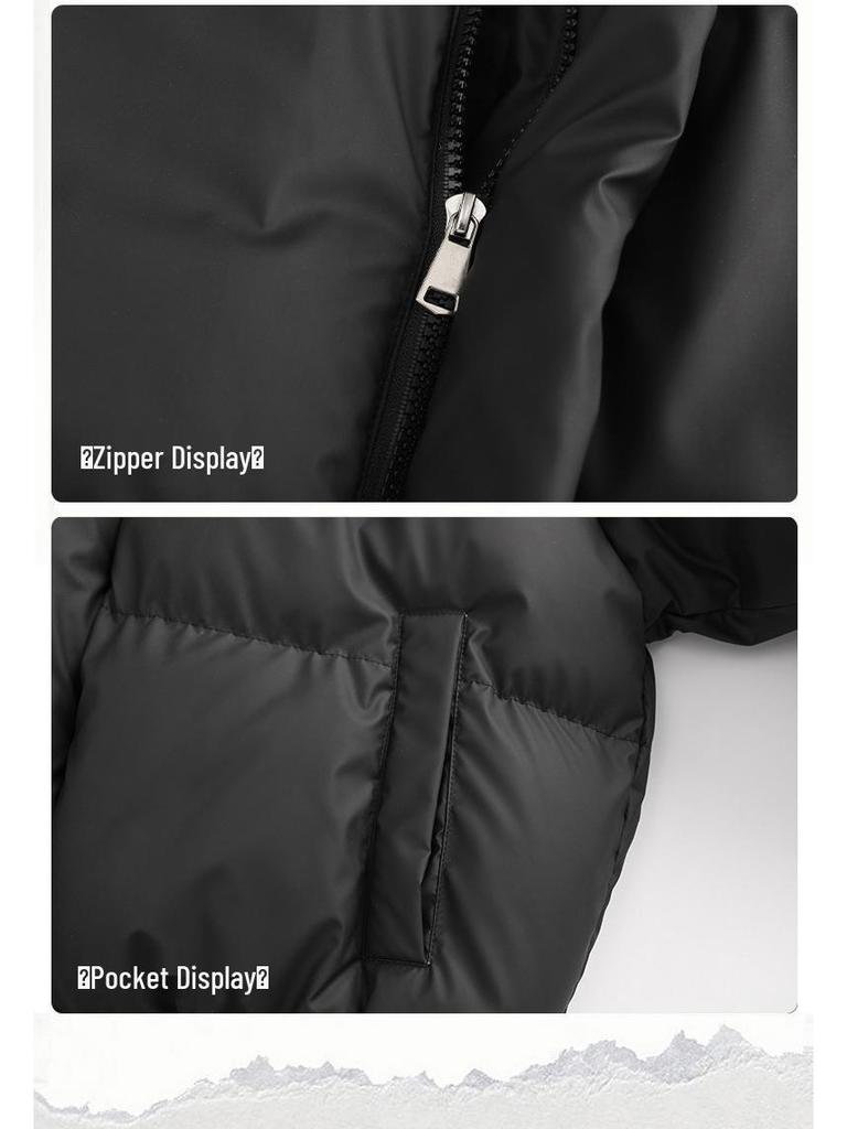 Herrjacka i PU-läder med Örn - Vinterparkas i Amerikansk Stil