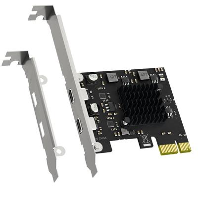 GLOTRENDS U3142CX1 10Gb USB Gen2 To PCIE X1 Expansion Card with ASM 3142 Regular and Low Profile Bracket 2-Port 3.1 Type-C Chip,