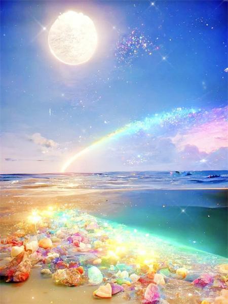 Kolekcja Diamond Painting 2023 Nadmorski Księżycowy Krajobraz 5d Haft DIY Mozaika Fantazyjny Krajobraz Plaży Dekoracja Domu