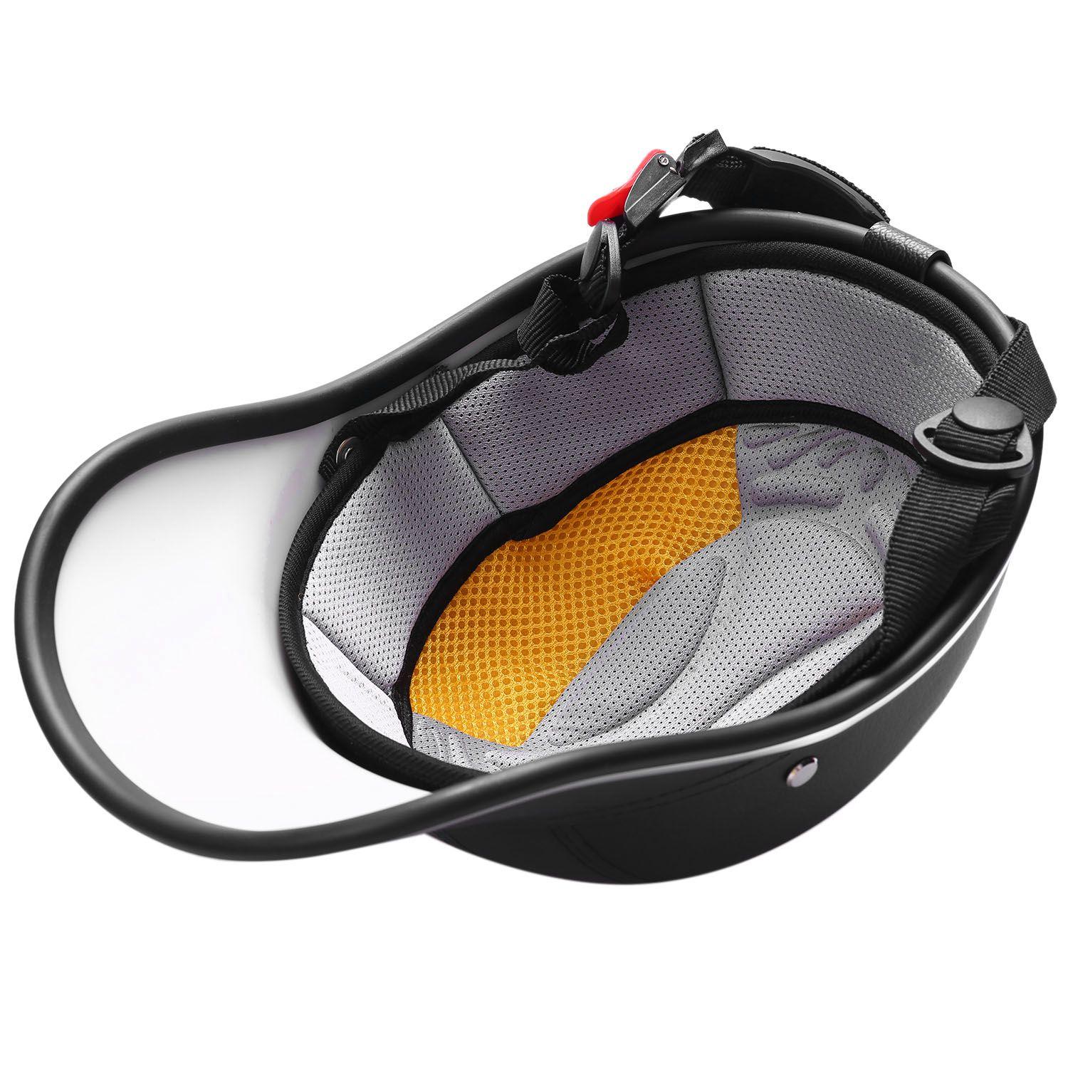 

Мотоциклетные кожаные шлемы Мотоциклетный скутер Полуоткрытый защитный шлем Каска-Безопасность Унисекс Шлем для гонщиков Бейсболка-Безопасность чёрный