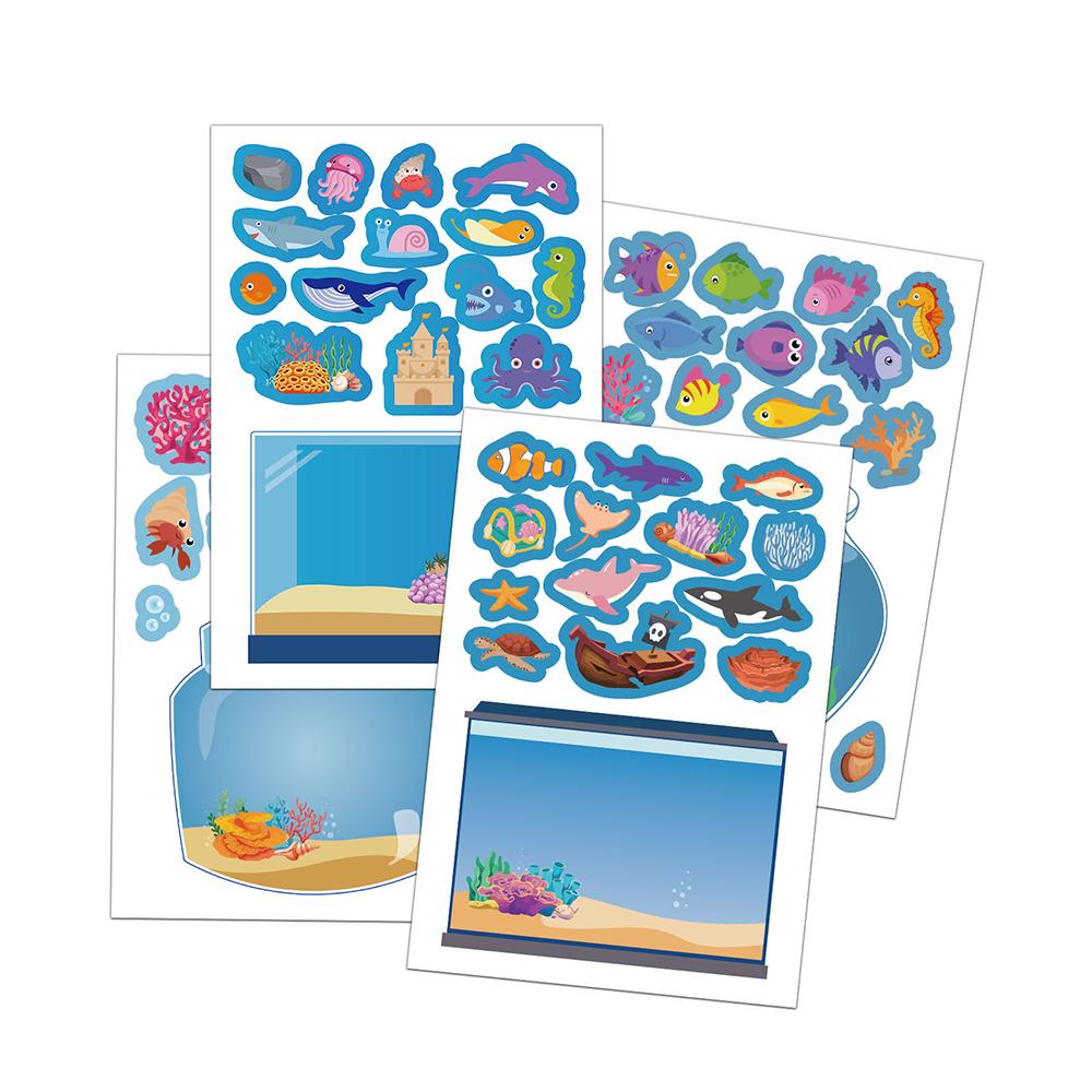 8/16sheets Dream Fish Tank Make a Face Puzzle Stickers Ocean Animals Cartoon Decals DIY Luggage Phone Assemble Jigsaw Sticker